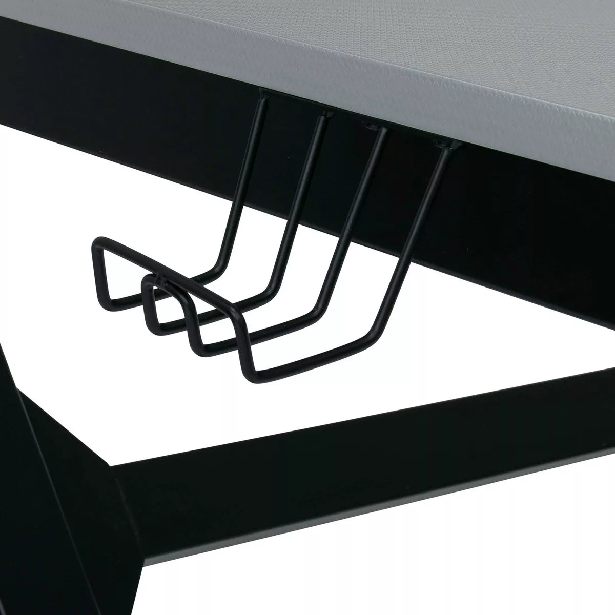 Zone Gaming Table Black/Silver - PC Desk with Charging Station & Cup Holder