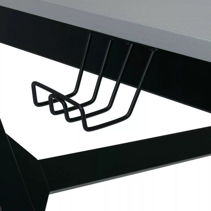 Zone Gaming Table Black/Silver - PC Desk with Charging Station & Cup Holder