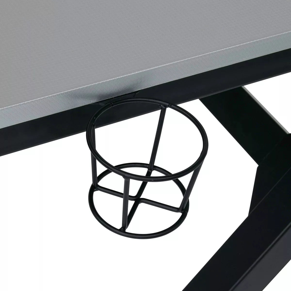 Zone Gaming Table Black/Silver - PC Desk with Charging Station & Cup Holder