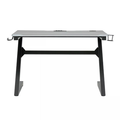 Zone Gaming Table Black/Silver - PC Desk with Charging Station & Cup Holder