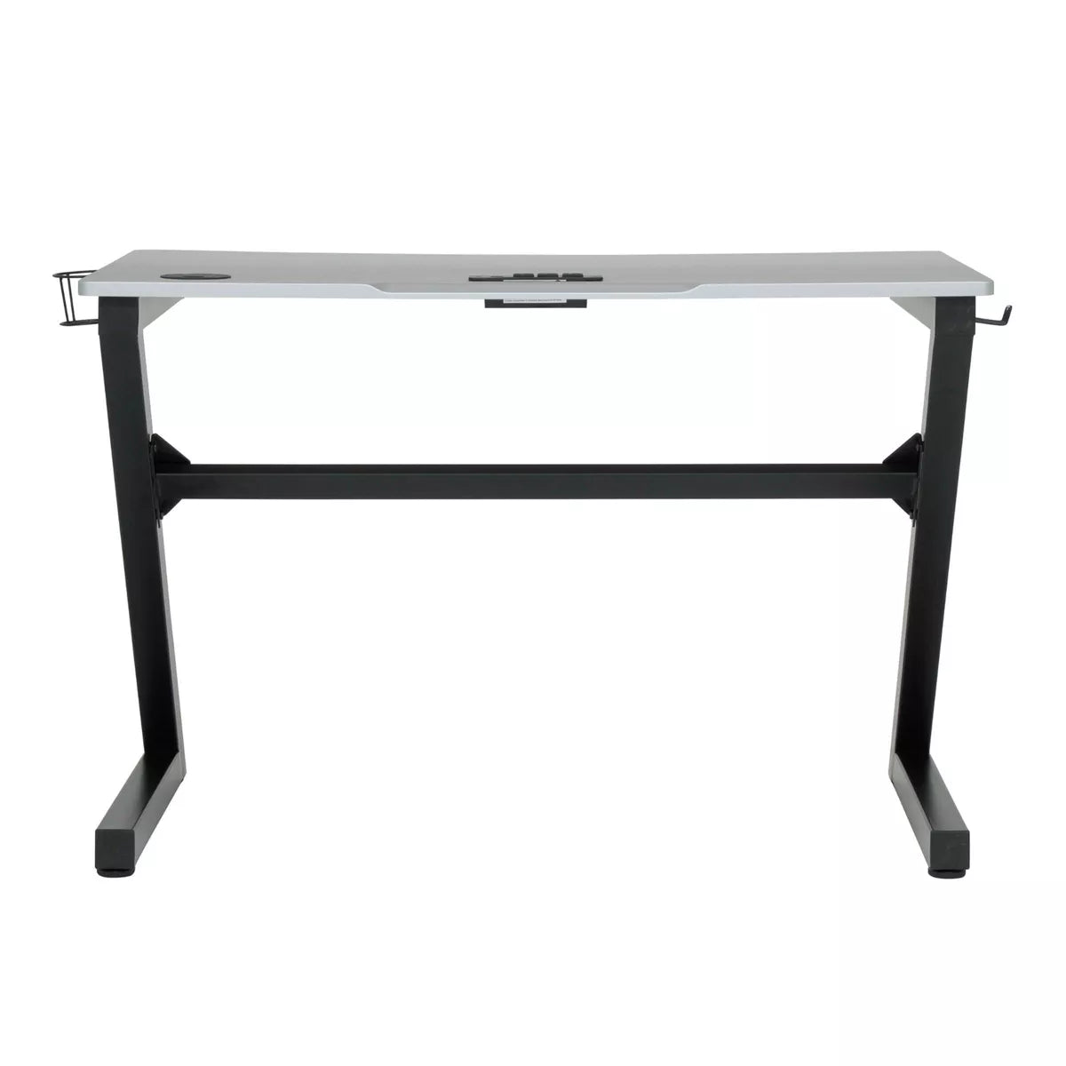 Zone Gaming Table Black/Silver - PC Desk with Charging Station & Cup Holder