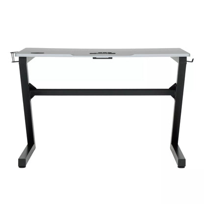 Zone Gaming Table Black/Silver - PC Desk with Charging Station & Cup Holder