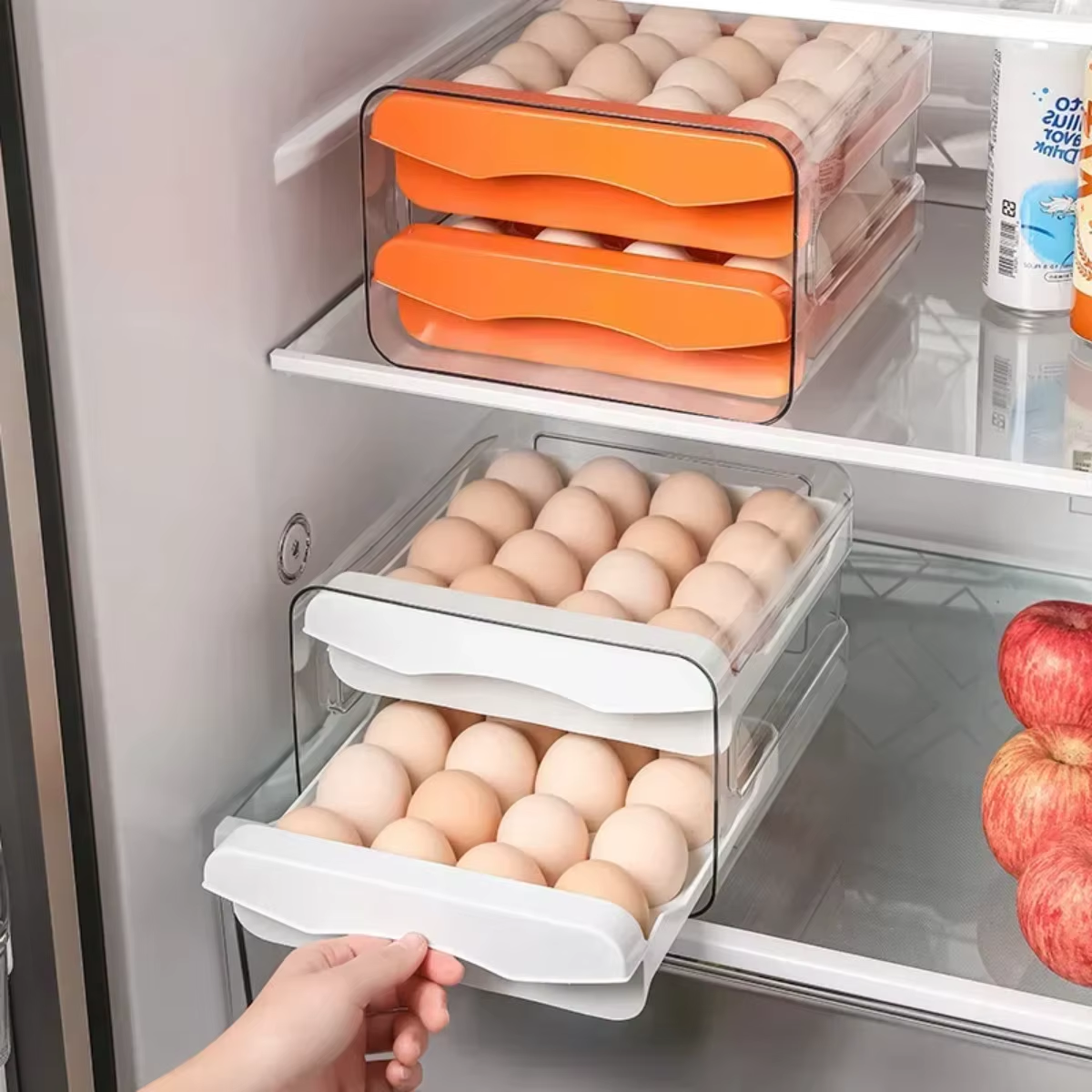 Plastic Egg Storage Organizer Double-Layer - Holds 32 Eggs in Separate Compartments