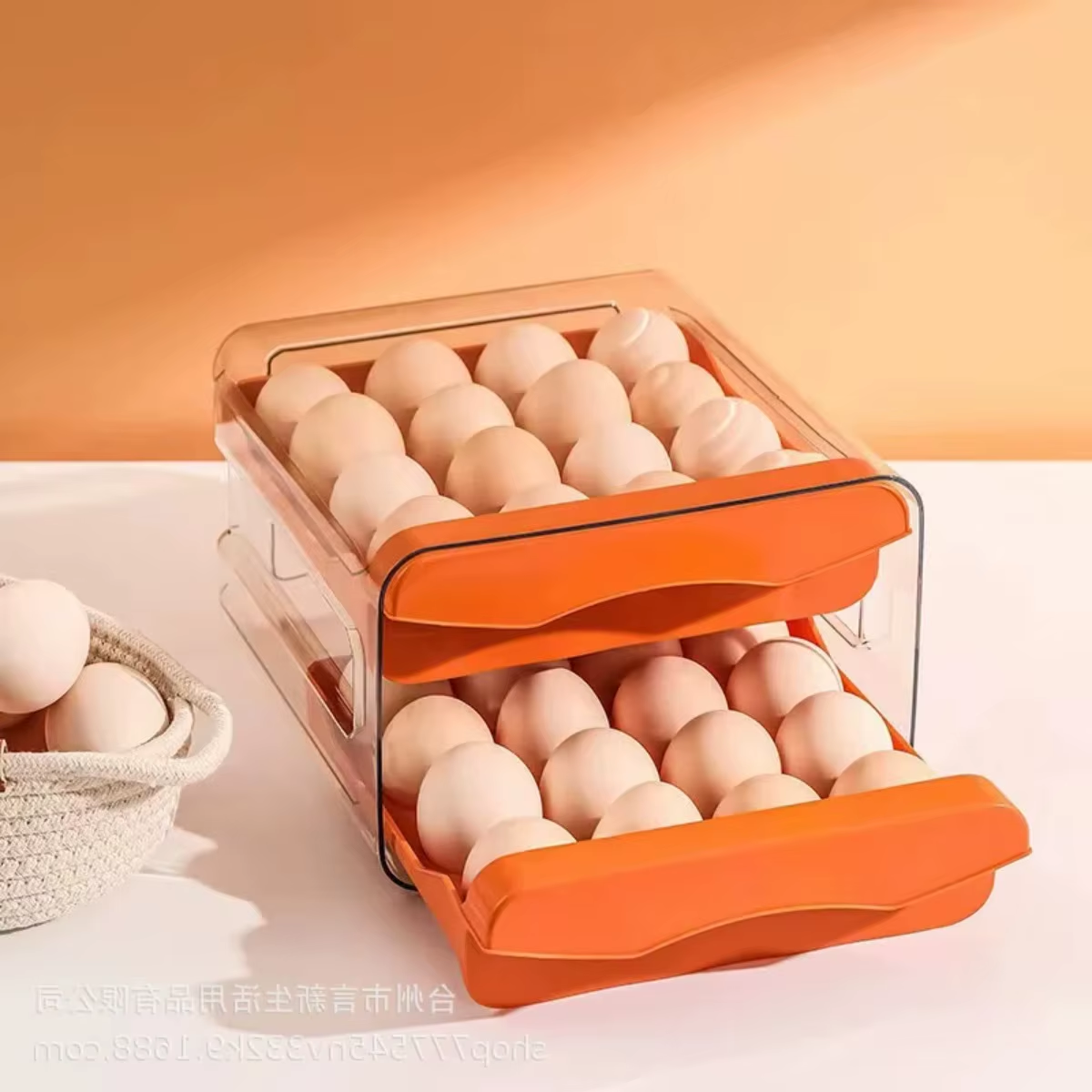 Plastic Egg Storage Organizer Double-Layer - Holds 32 Eggs in Separate Compartments
