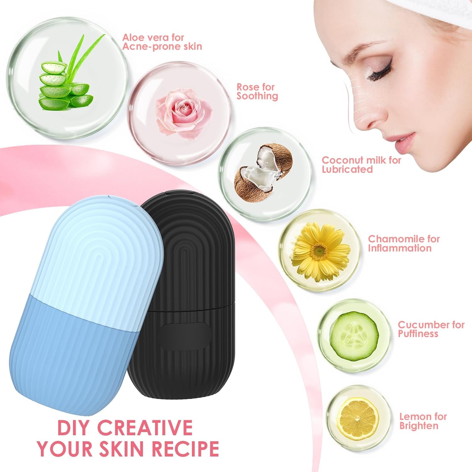 Pore Minimization Tool for Eyes and Neck-Silicone Ice Facial Roller - Contouring, Massage, Dark Circle Reduction (Blue)