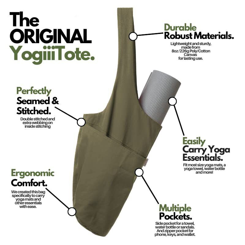 Yoga Mat Bag | Tote Yoga Bag | Sling Yoga Tote Olivine Green