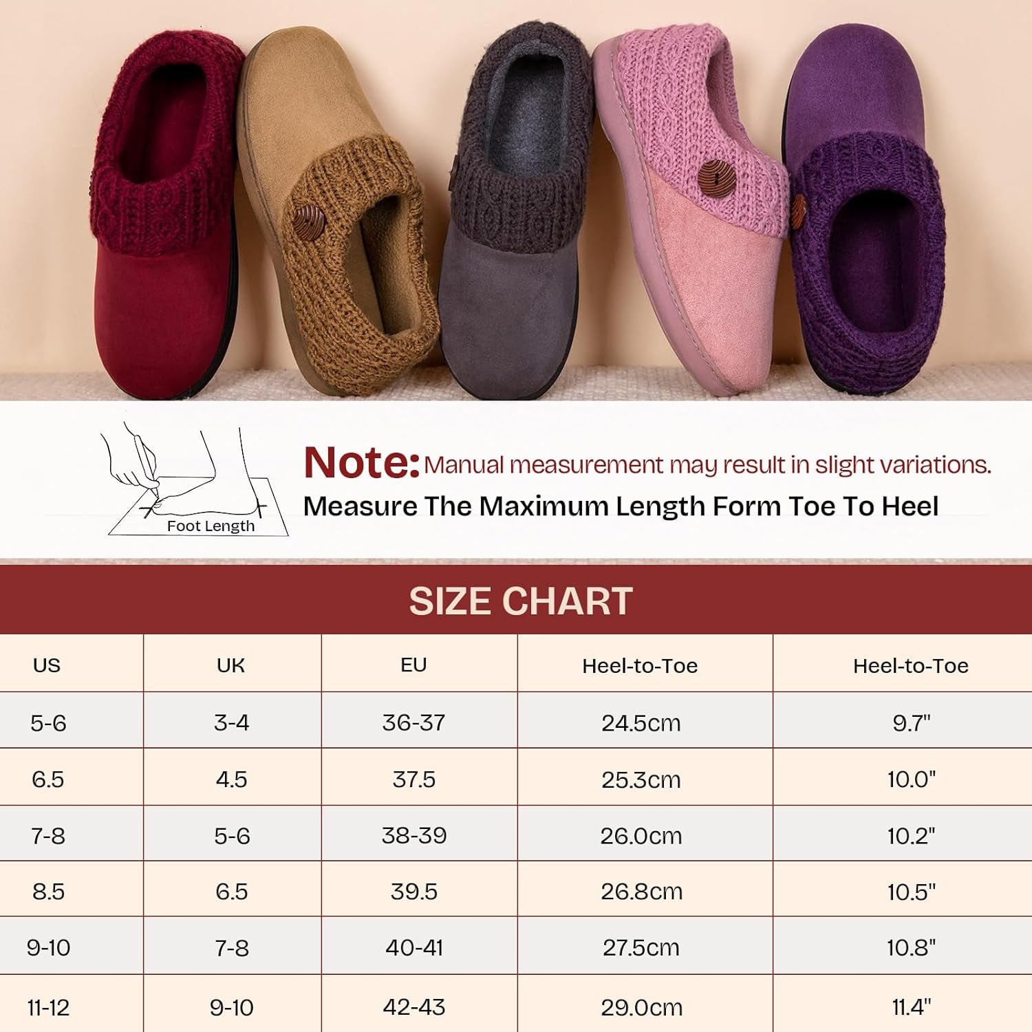 Women's Microsuede Memory Foam Slippers with Knit Collar for Indoor Comfort
