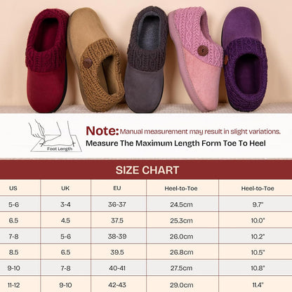 Women's Microsuede Memory Foam Slippers with Knit Collar for Indoor Comfort