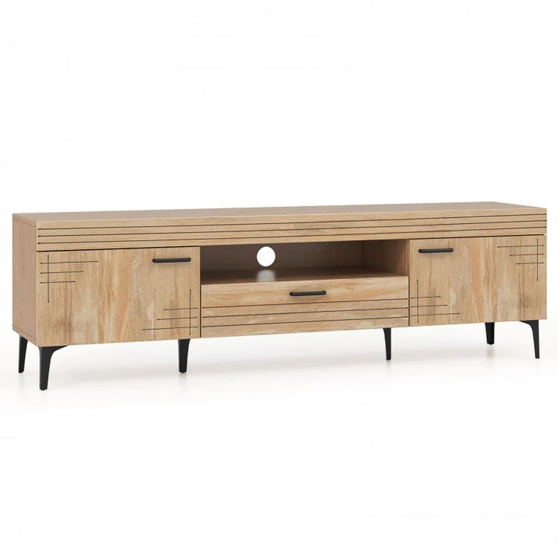 TV Stand with Dual Cabinets and Storage Drawer for 65-Inch TVs