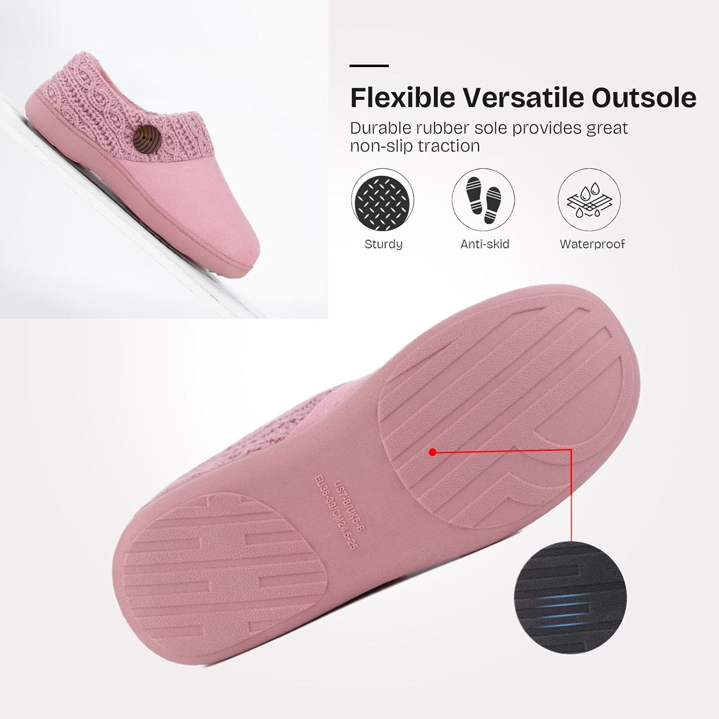 Women's Microsuede Memory Foam Slippers with Knit Collar for Indoor Comfort