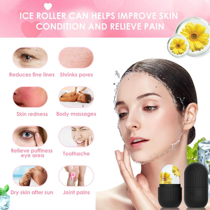 Pore Minimization Tool for Eyes and Neck-Silicone Ice Facial Roller - Contouring, Massage, Dark Circle Reduction (Blue)