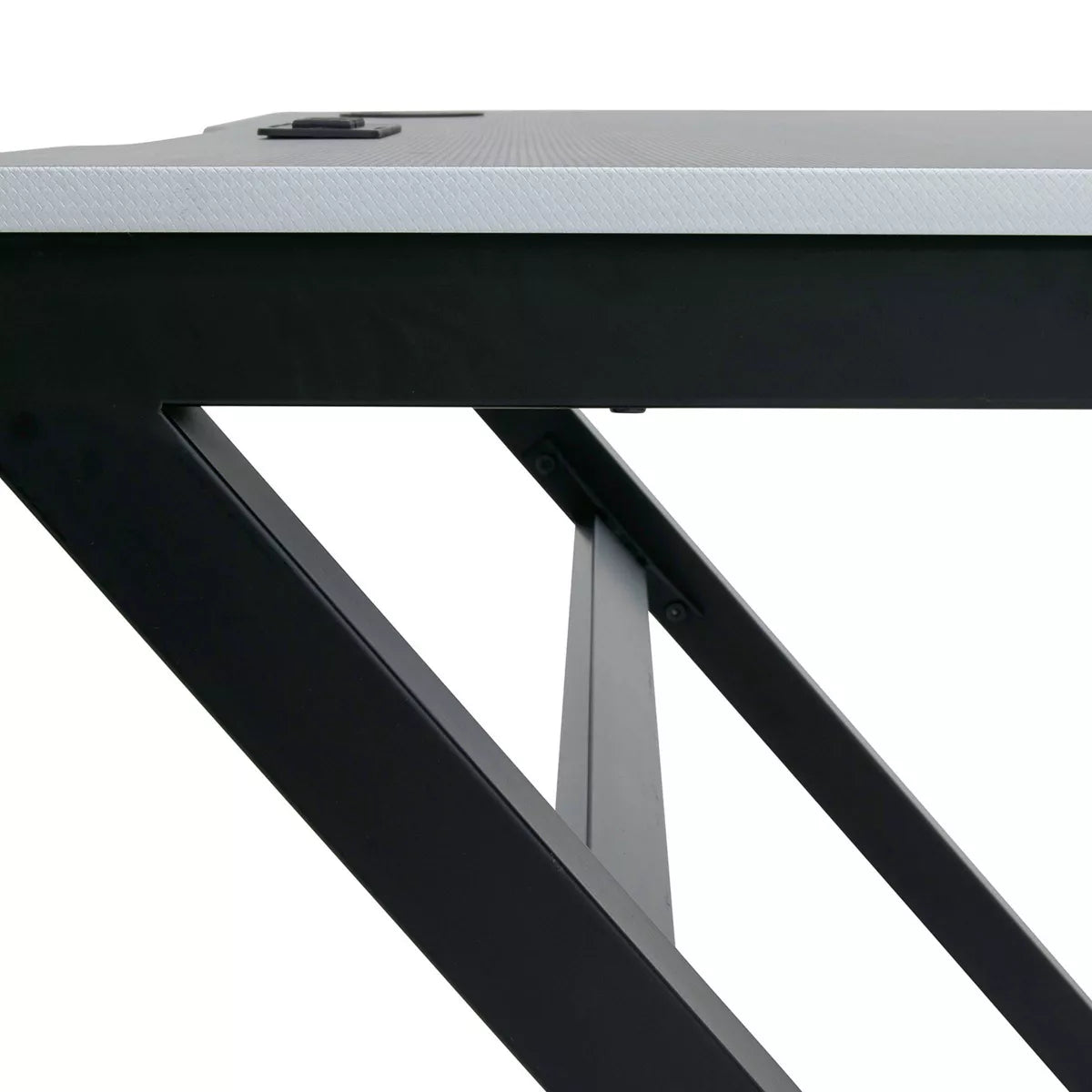 Zone Gaming Table Black/Silver - PC Desk with Charging Station & Cup Holder