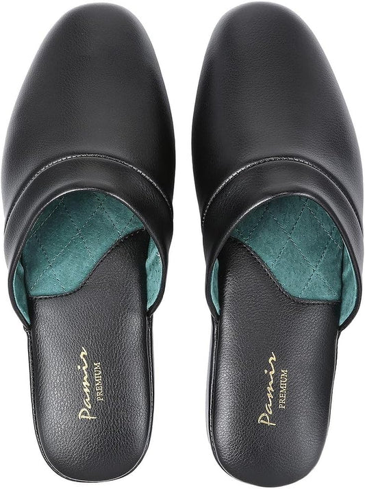 Men's Genuine Leather Slippers with Memory Foam Insole and Leather Outsole