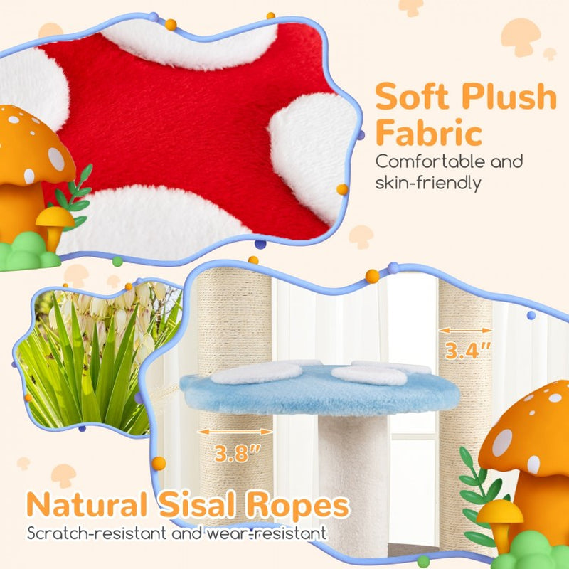  Mushroom Cat Tree with Sisal Scratching Posts Top Condo and Padded Platforms