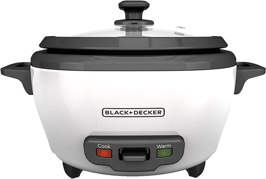 Rice Cooker and Food Steamer with 6-Cup Capacity- 2-in-1, Automatic Keep Warm Function, Nonstick Bowl, Steaming Basket -Black and Decker